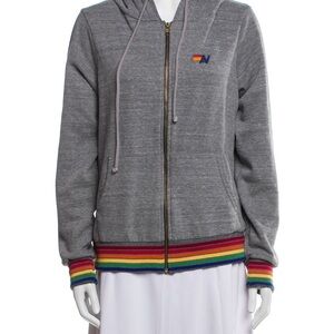 Aviator Nation Gray Hoodie with Rainbow Accents